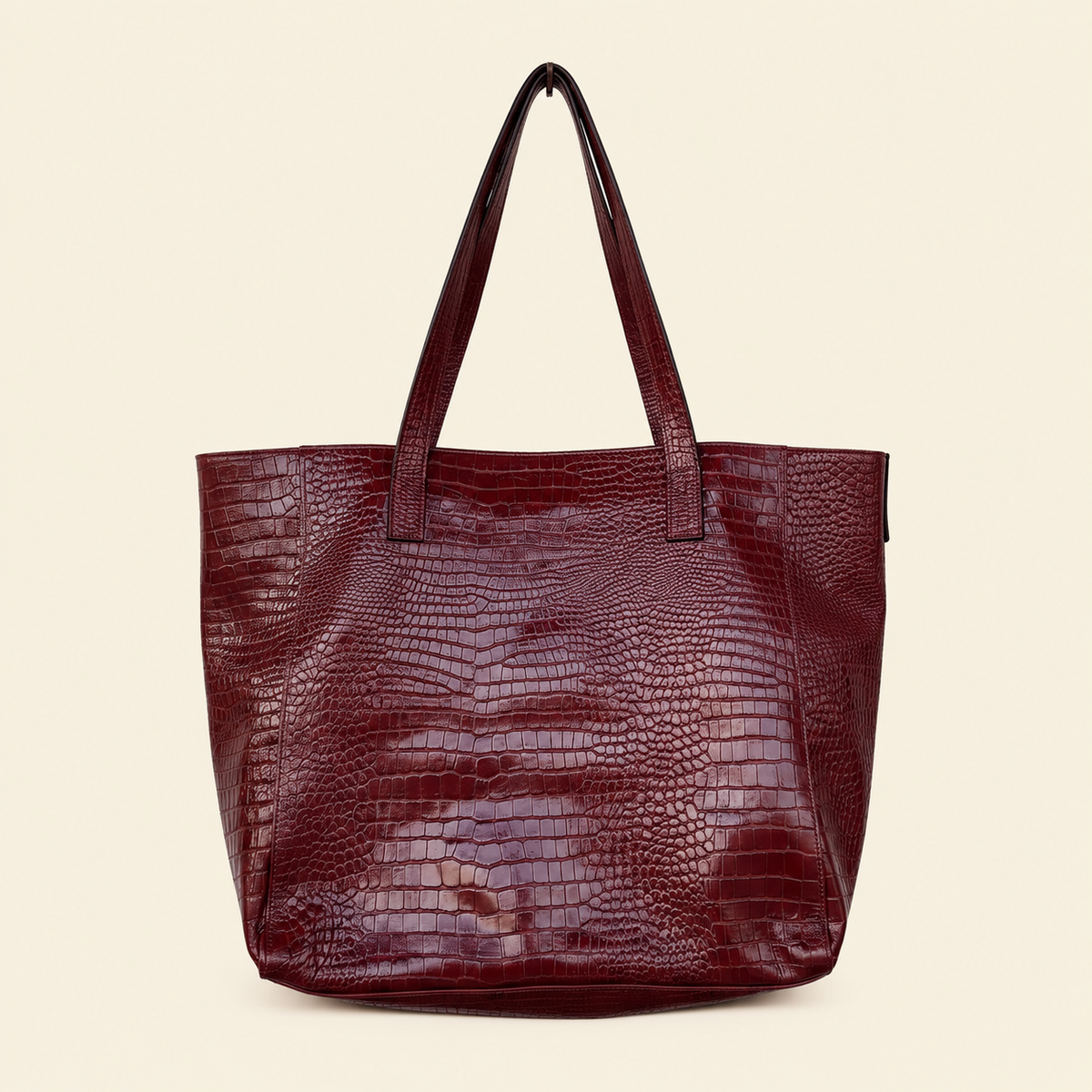 Croc-Embossed Leather Bag Combo – Tote & Crossbody Set
