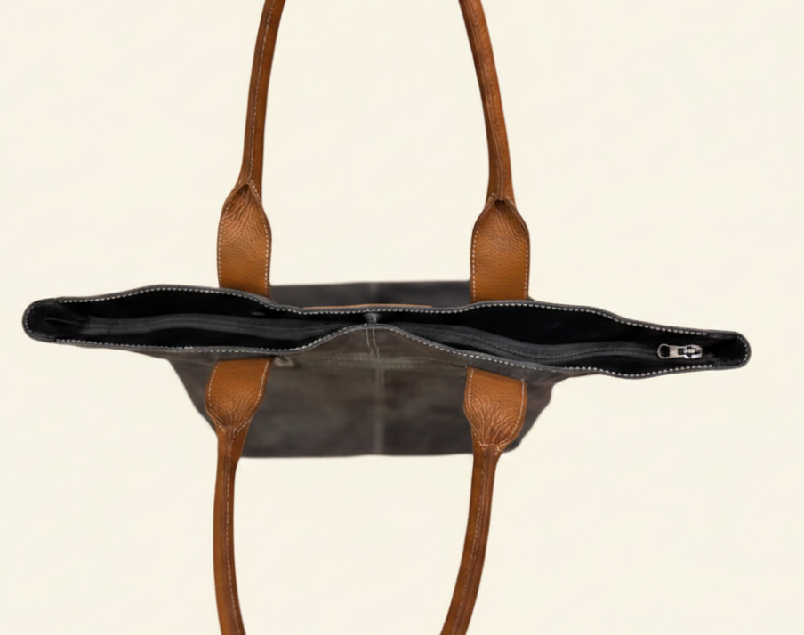 Tan Tales Suede Tote Bag
