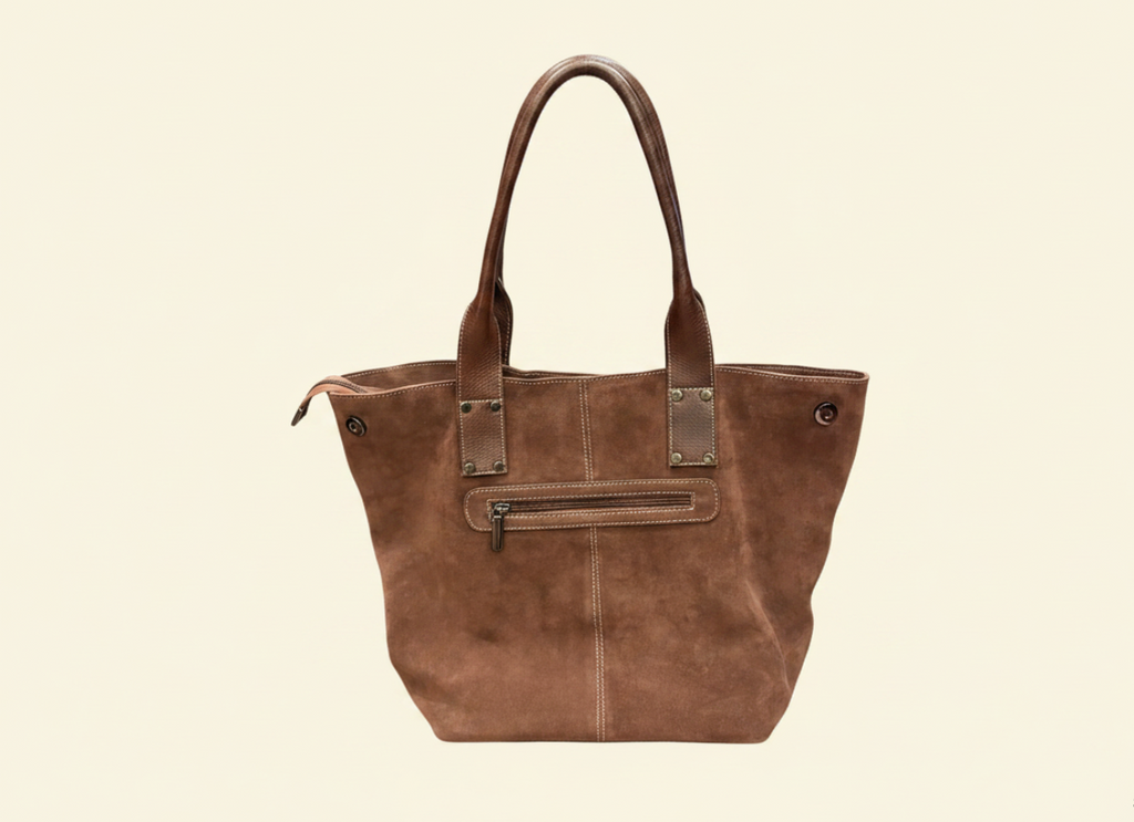 Tan Tales Suede Tote Bag