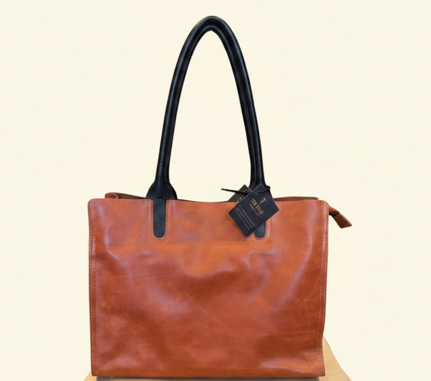 Tan Tales Leather Tote Bag