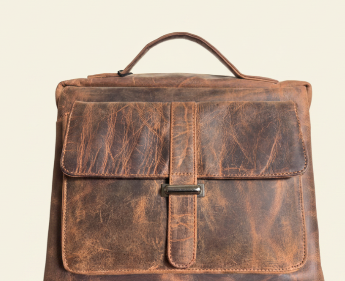 Tan Tales Multi-Pocket Leather Backpack
