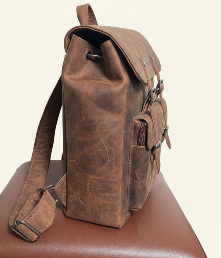 Tan Tales Multi-Pocket Leather Backpack