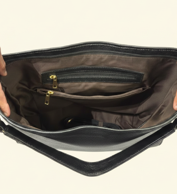 Pebbled Leather Slouch Hobo Bag