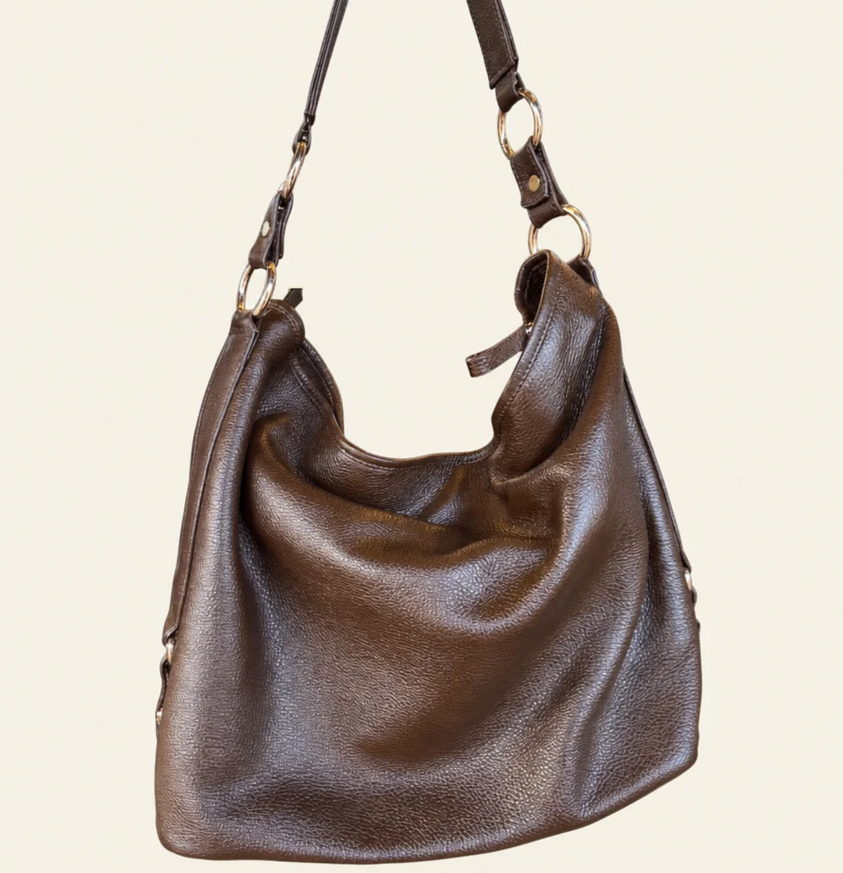 Pebbled Leather Slouch Hobo Bag
