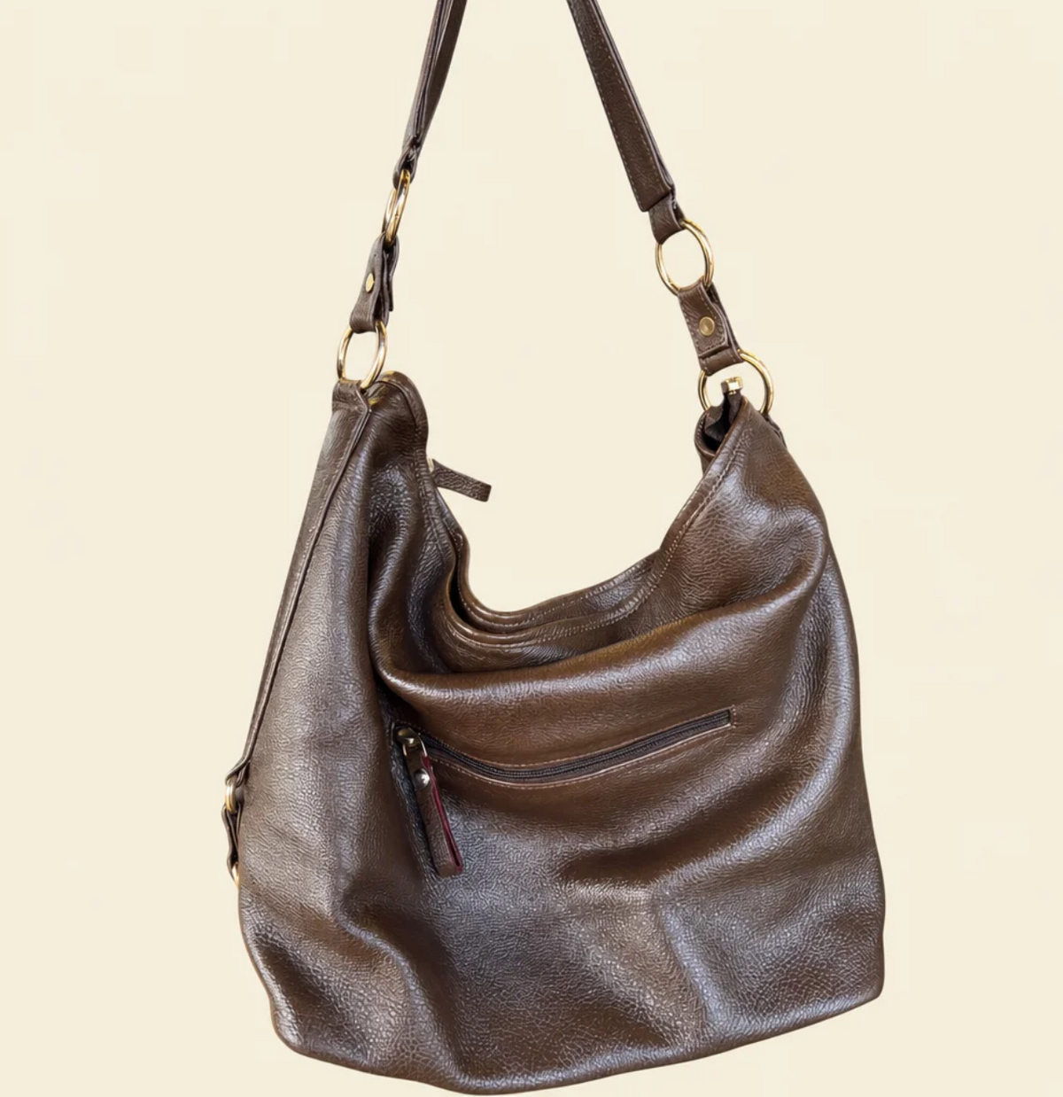 Pebbled Leather Slouch Hobo Bag