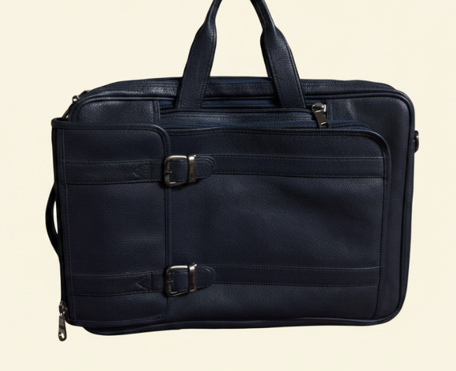 Tan Tales Navy Convertible Leather Backpack