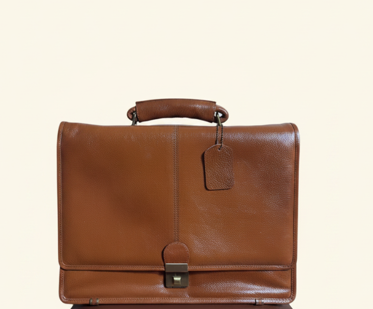 Tan Tales Structured Leather Briefcase change colour