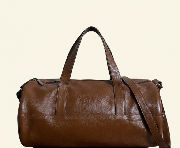 Tan Tales Leather Barrel Duffle