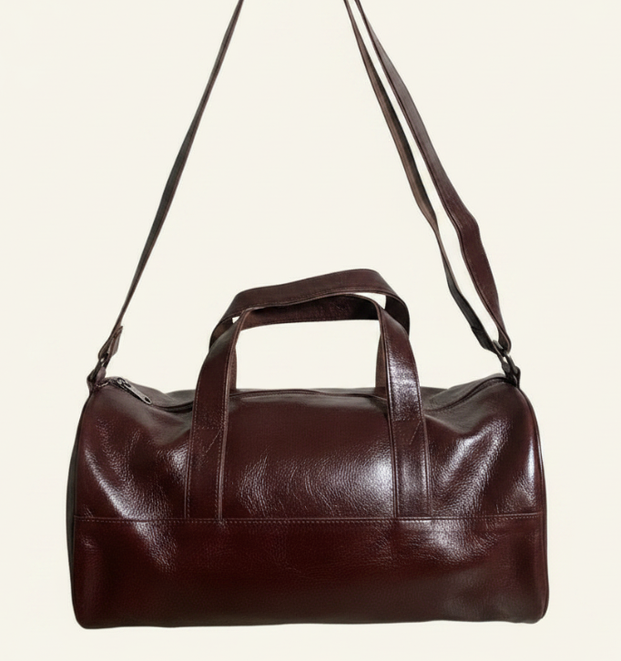 Tan Tales Leather Barrel Duffle