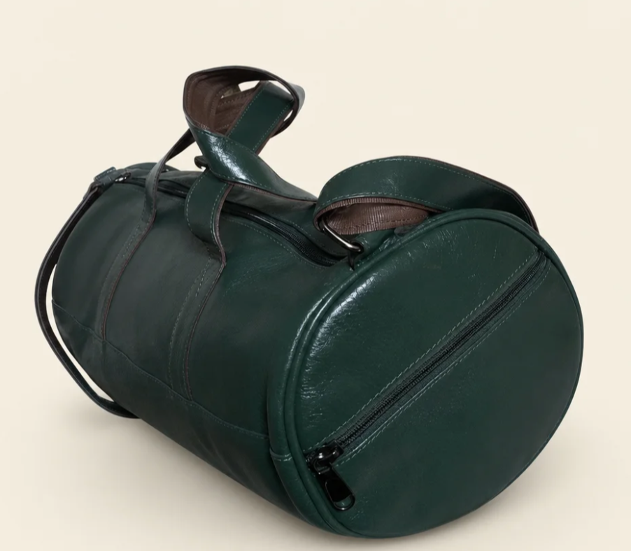 Tan Tales Leather Barrel Duffle