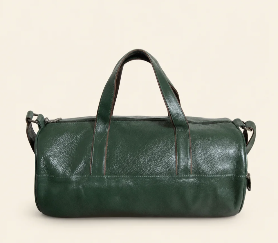 Tan Tales Leather Barrel Duffle