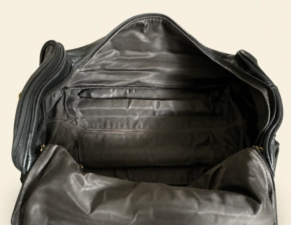 Tan Tales Leather Wheeled Trolley Duffle