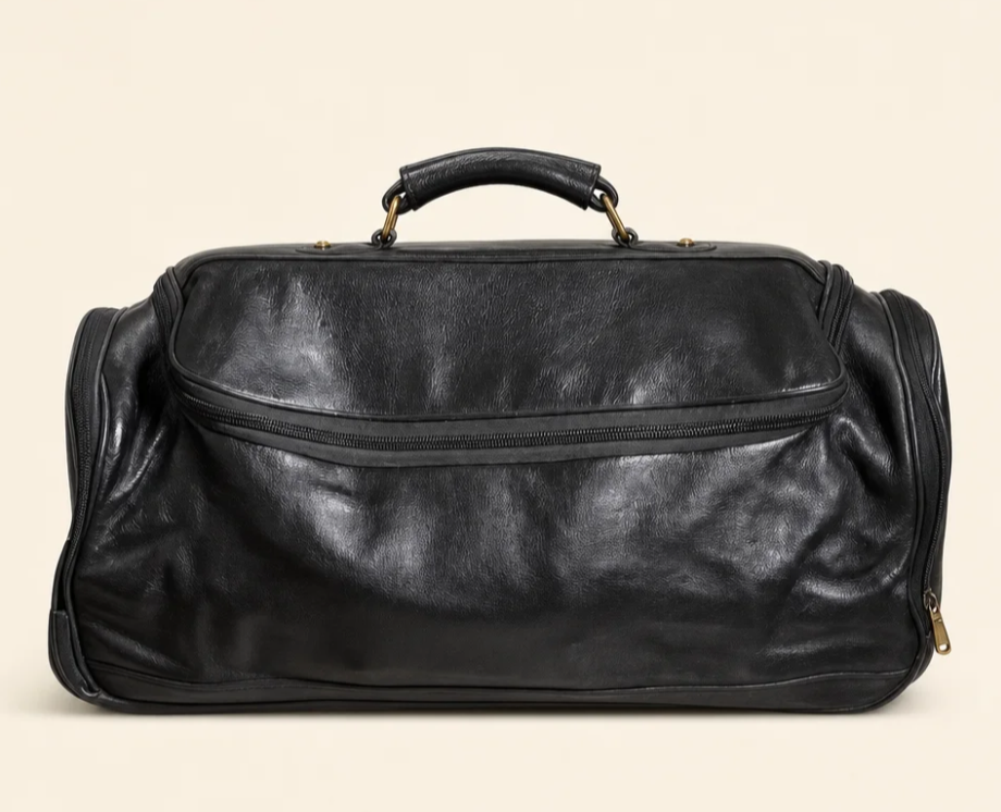 Tan Tales Leather Wheeled Trolley Duffle