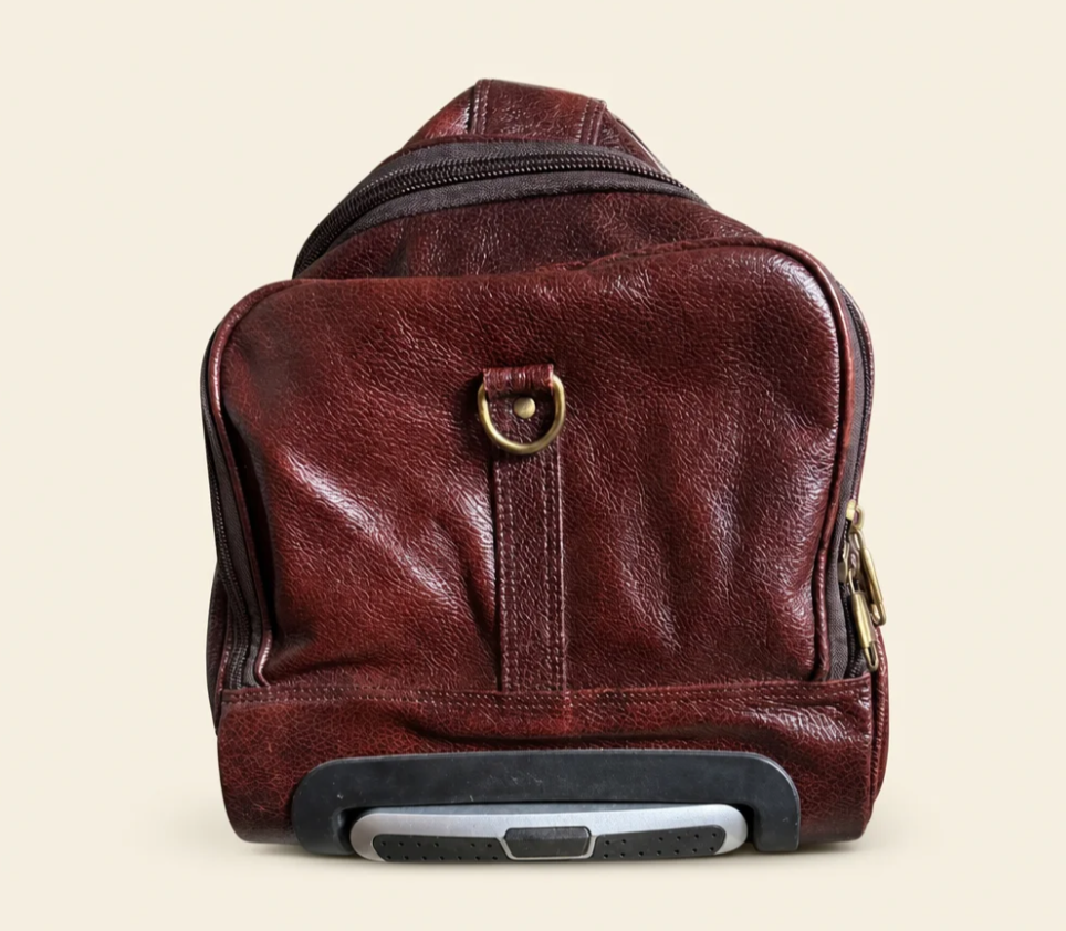Tan Tales Leather Wheeled Trolley Duffle