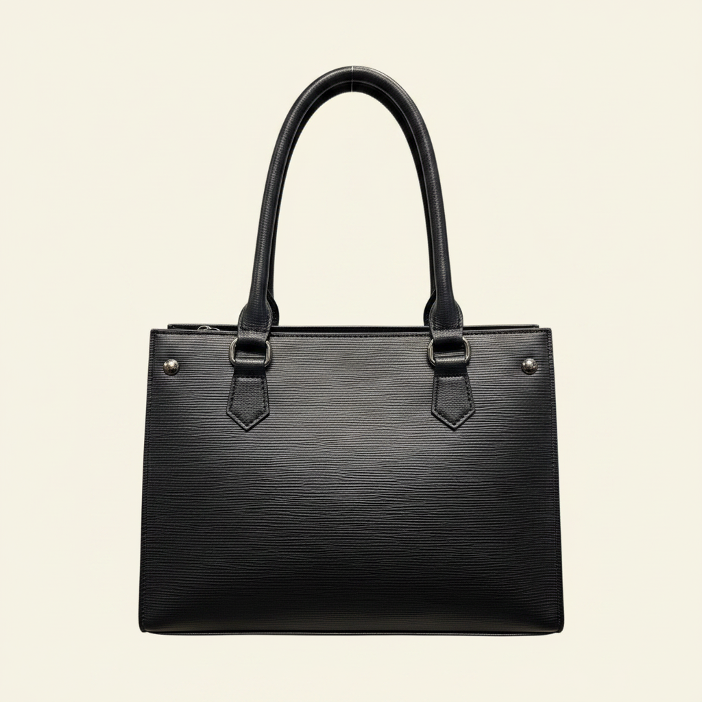 Black Structured Tote - Back