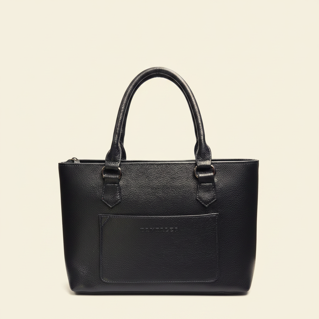 Black Structured Tote - Logo