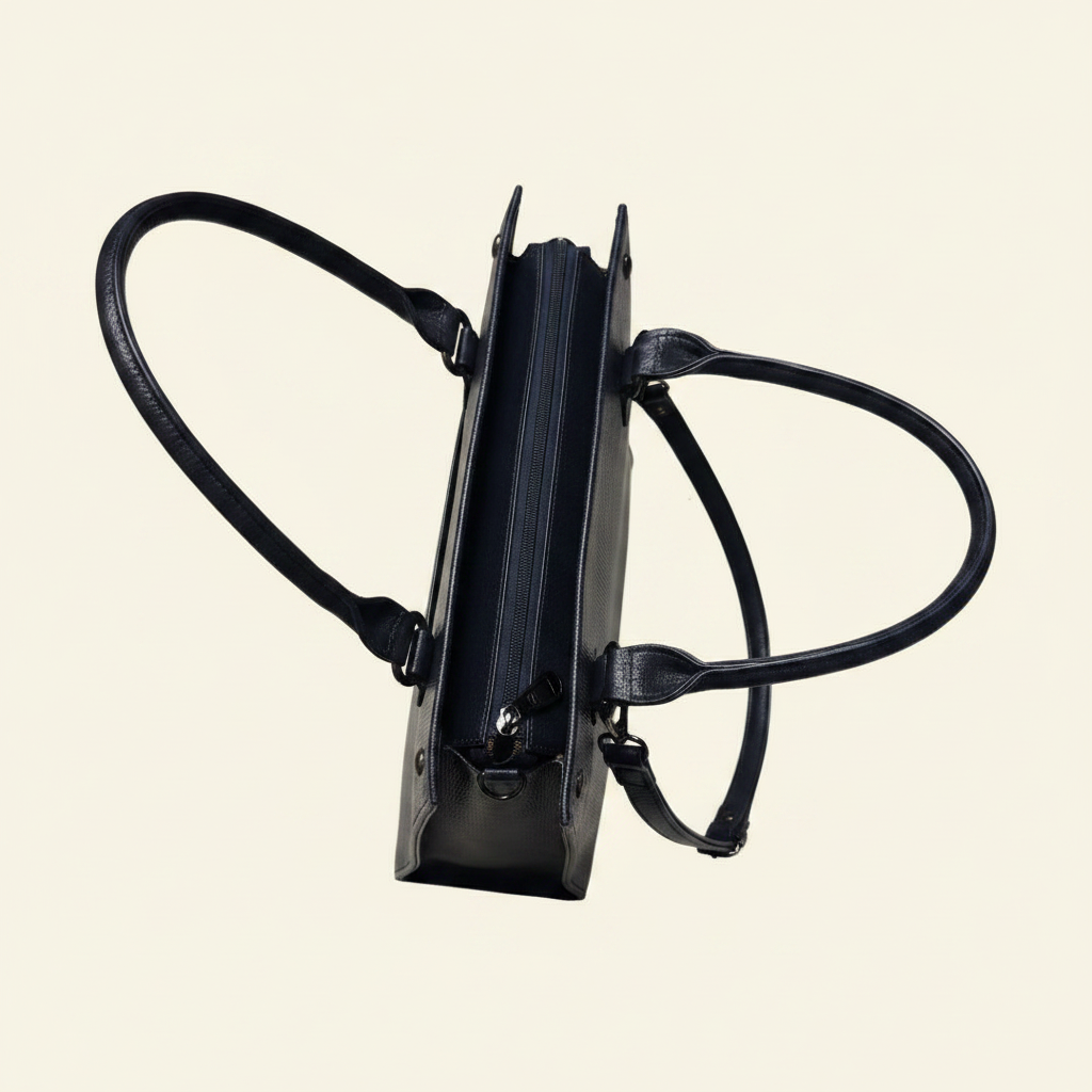 Black Structured Tote - Side