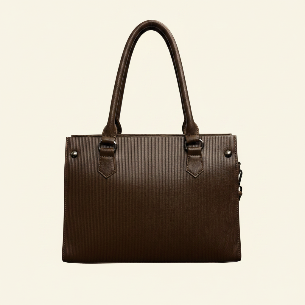 Brown Structured Tote - Back