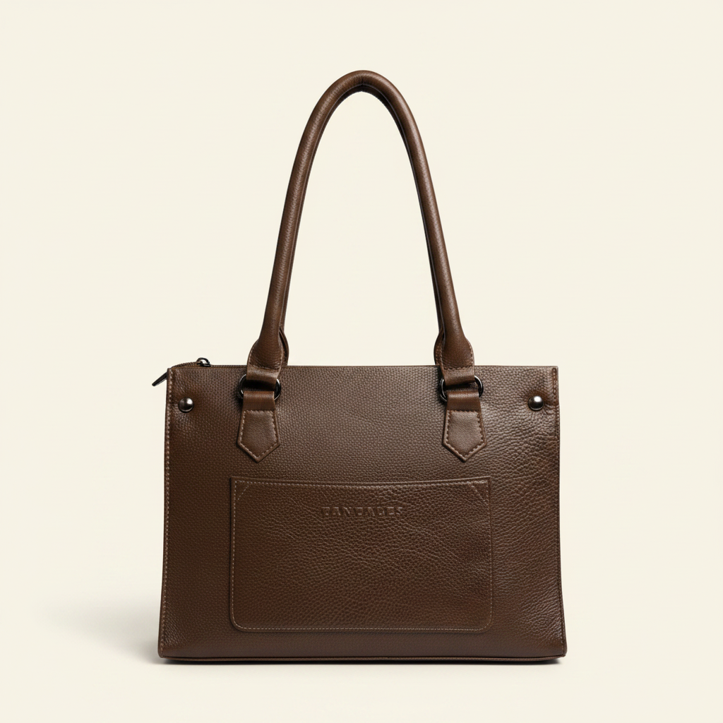 Brown Structured Tote - Front