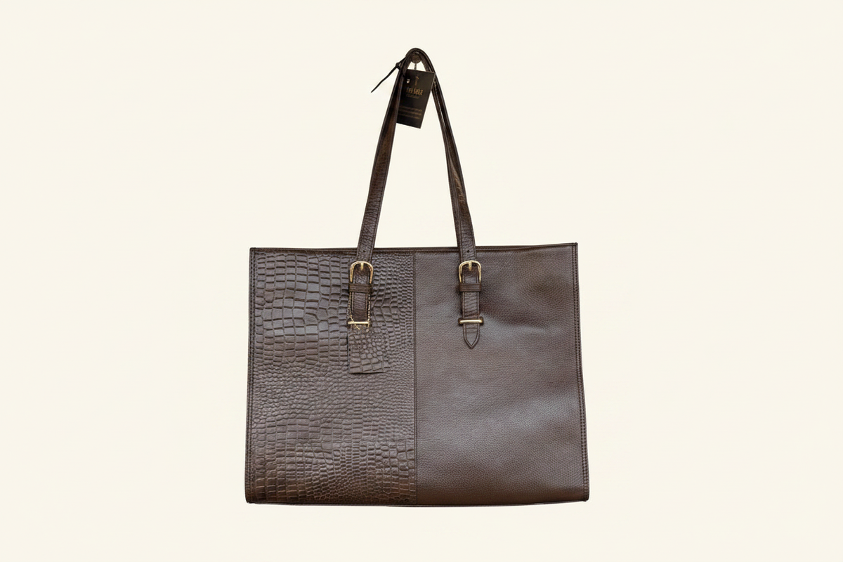 Brown Tote Front – Cream BG