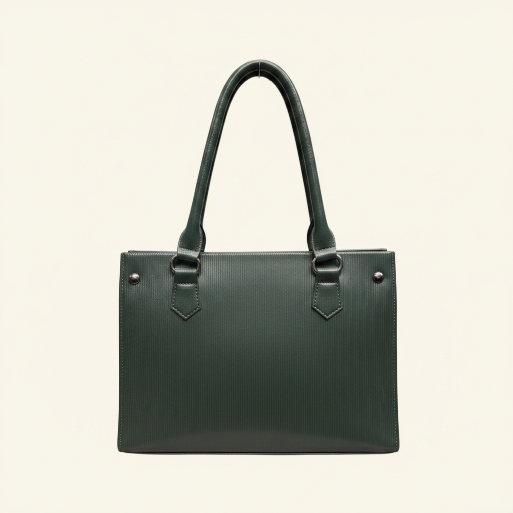 Green Structured Tote - Back