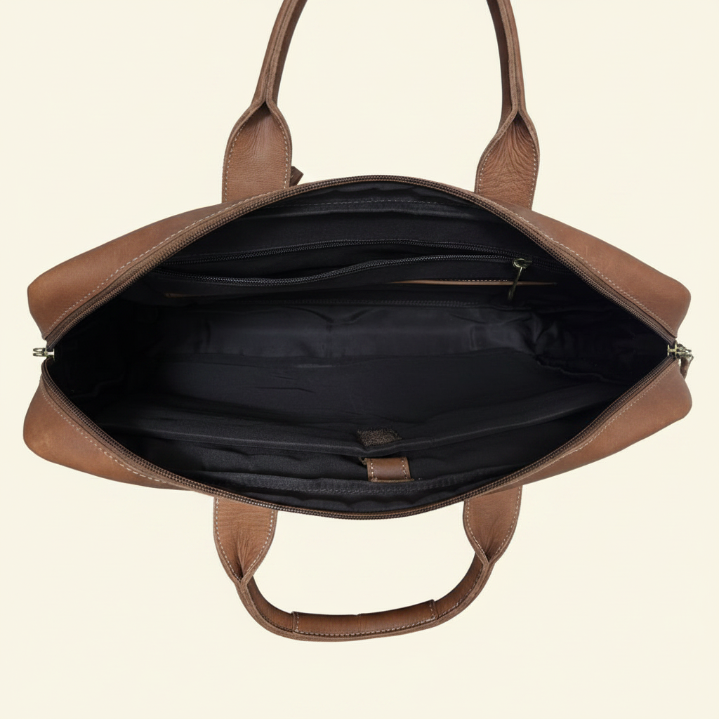Tan Laptop Bag - Interior Top