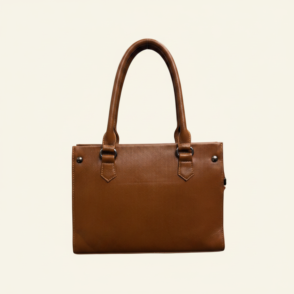 Tan Structured Tote - Back