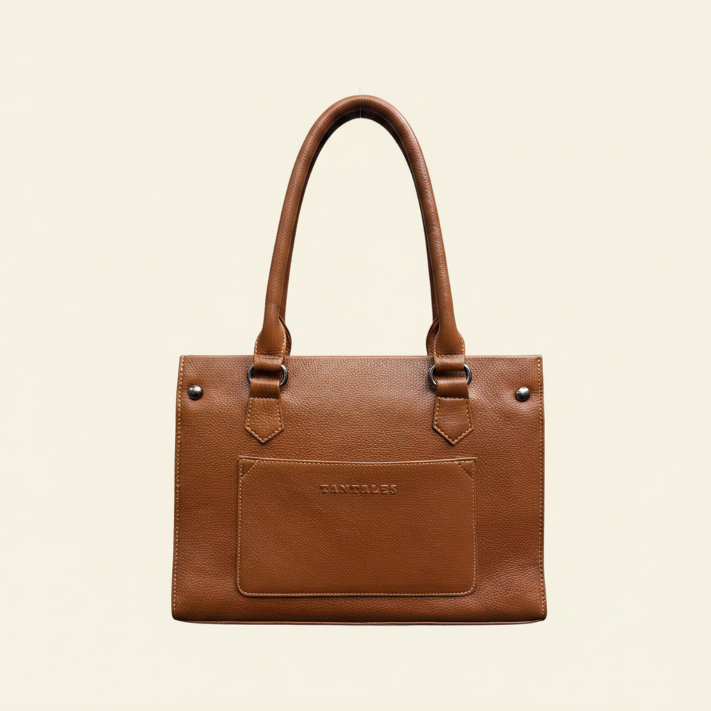 Tan Structured Tote - Front