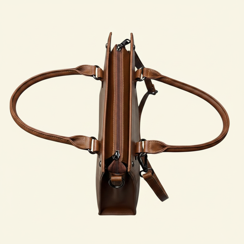 Tan Structured Tote - Side