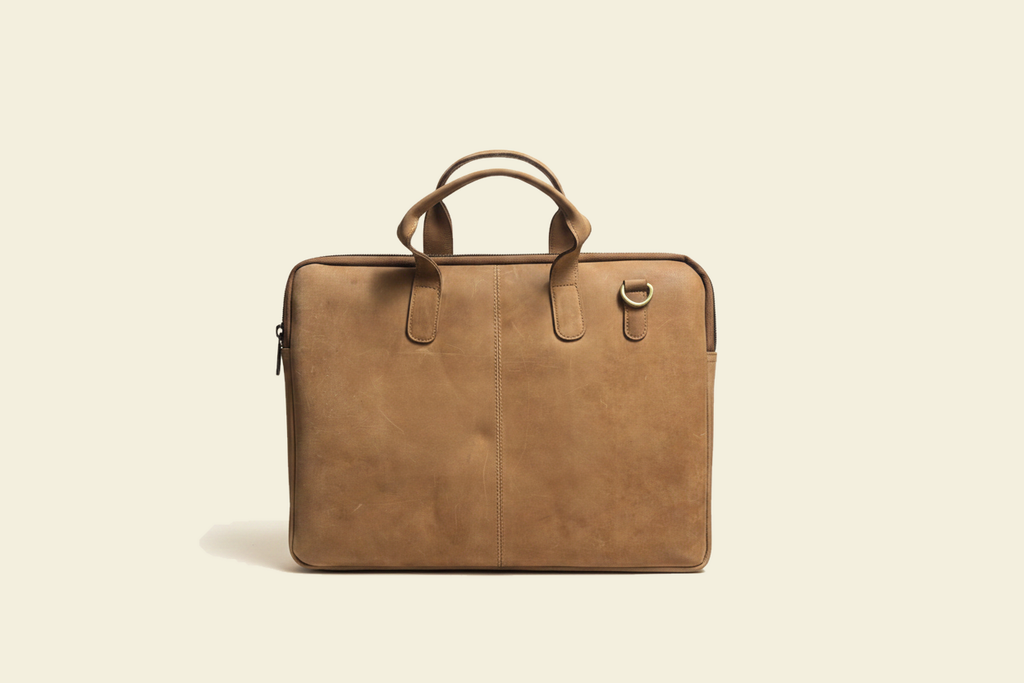 Tan Tales Slim Laptop Briefcase