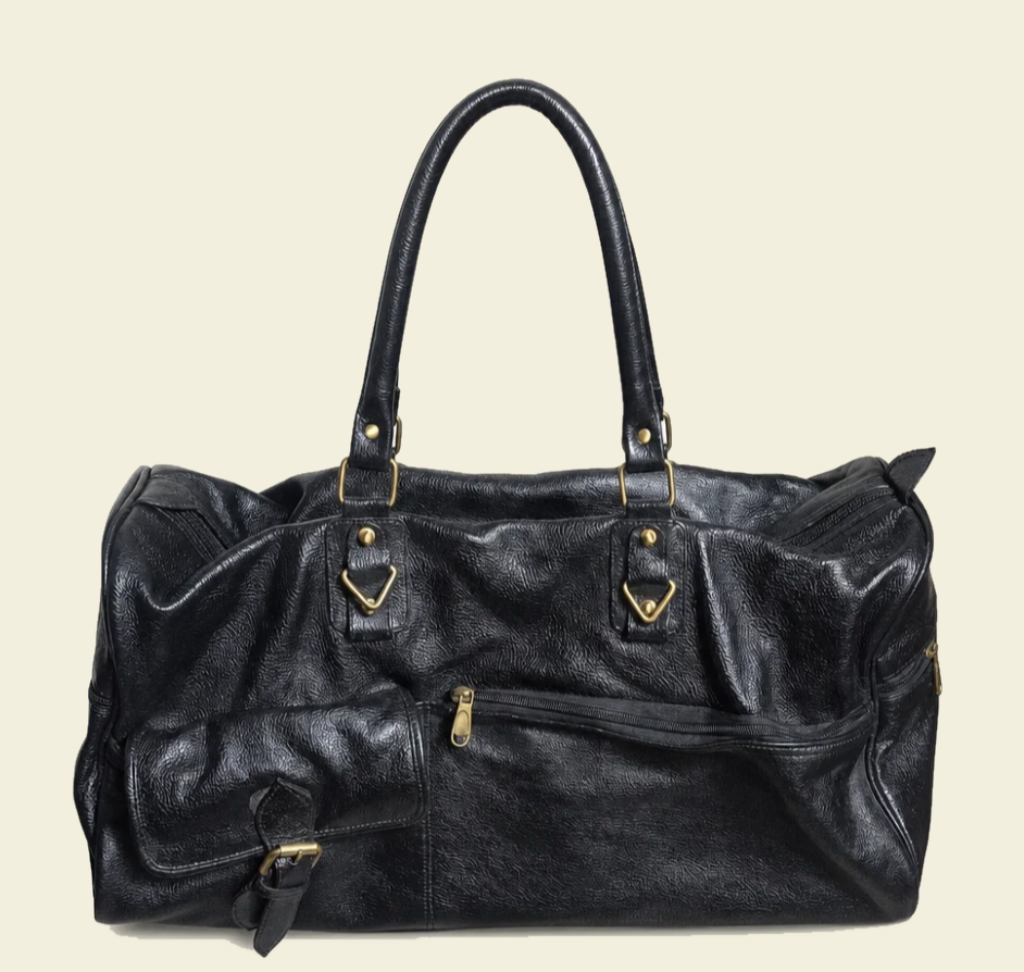 Tan Tales Midnight Leather Duffel Bag